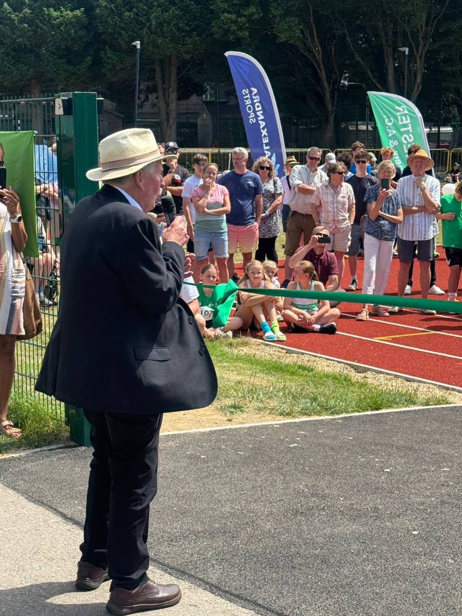 Crowd gathered at the Phil Baker Athletics Track opening
